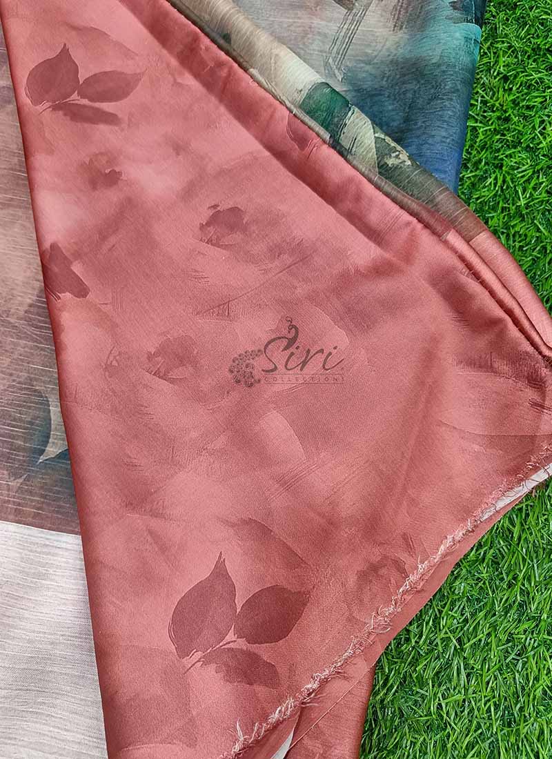 Lovely Digital Print Chiffon Saree in Satin Finish Border