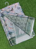 Lovely Digital Print Chiffon Saree in Shimmer Satin Finish Border