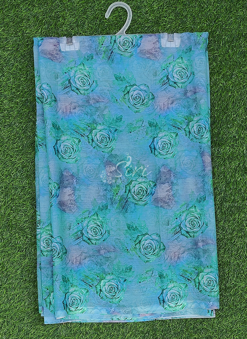 Latest Digital Print Floral Chiffon Saree