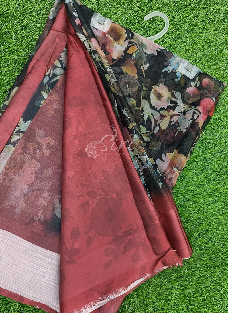 Lovely Digital Print Chiffon Saree in Satin Finish Border