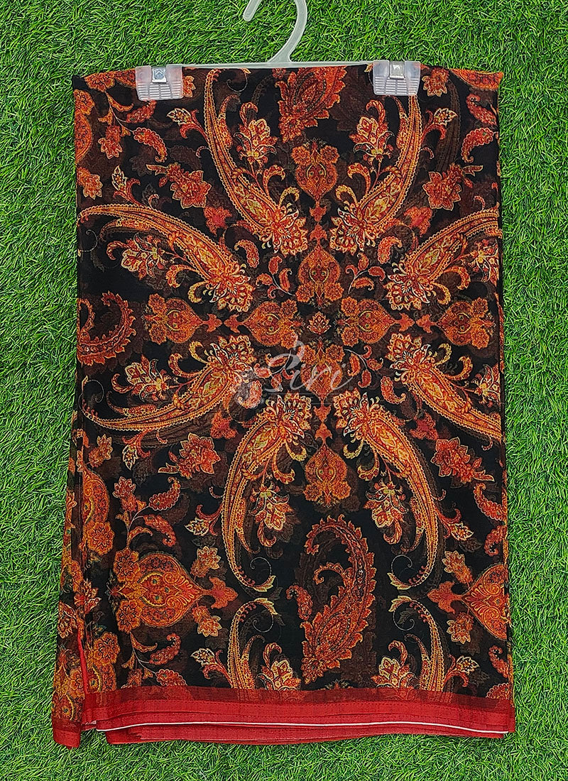 Premium Digital Print Chiffon Sarees with Blouse