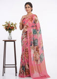 Premium Digital Print Chiffon Sarees with Blouse