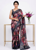 Lovely Digital Print Chiffon Saree in Satin Finish Border