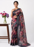 Lovely Digital Print Chiffon Saree in Satin Finish Border