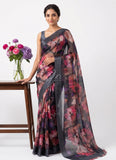 Lovely Digital Print Chiffon Saree in Satin Finish Border