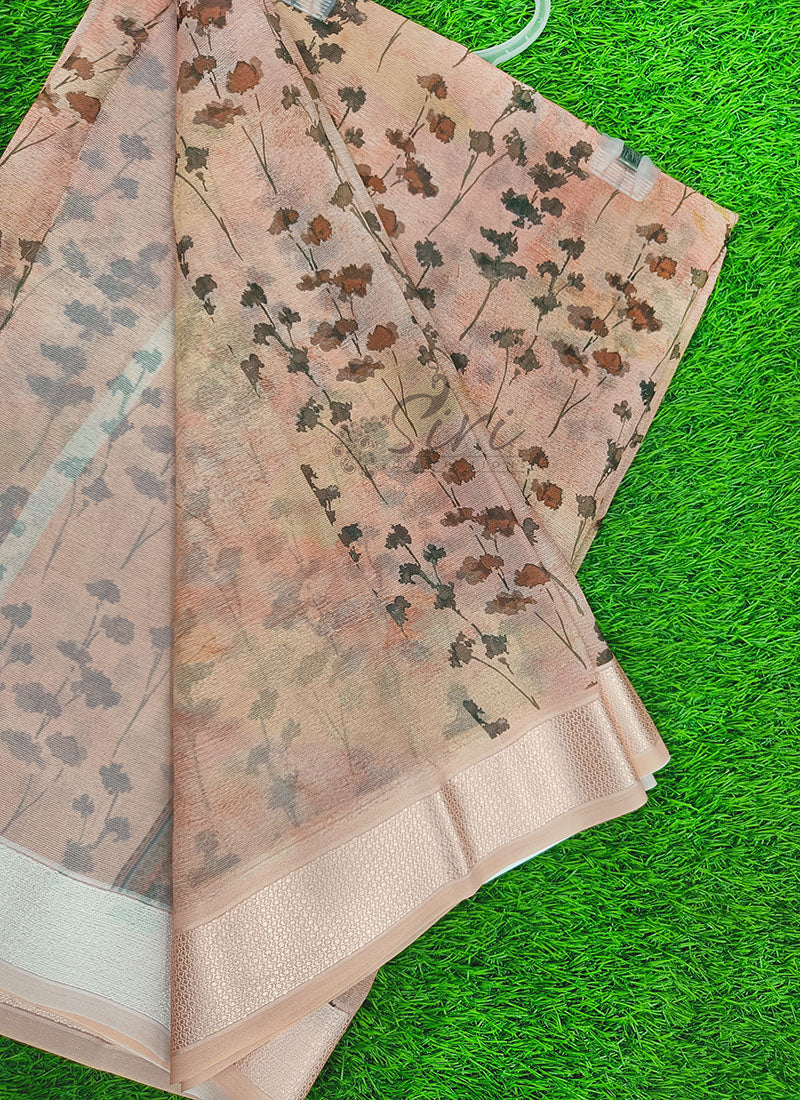 Lovely Digital Print Shimmer Chiffon Saree