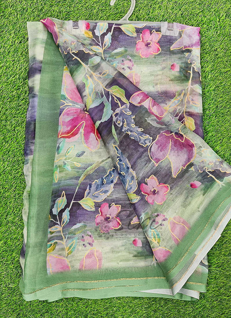 Beautiful Digital Print Chiffon Saree