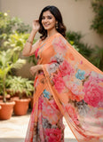 Latest Digital Print Nara Chiffon Saree with Blouse