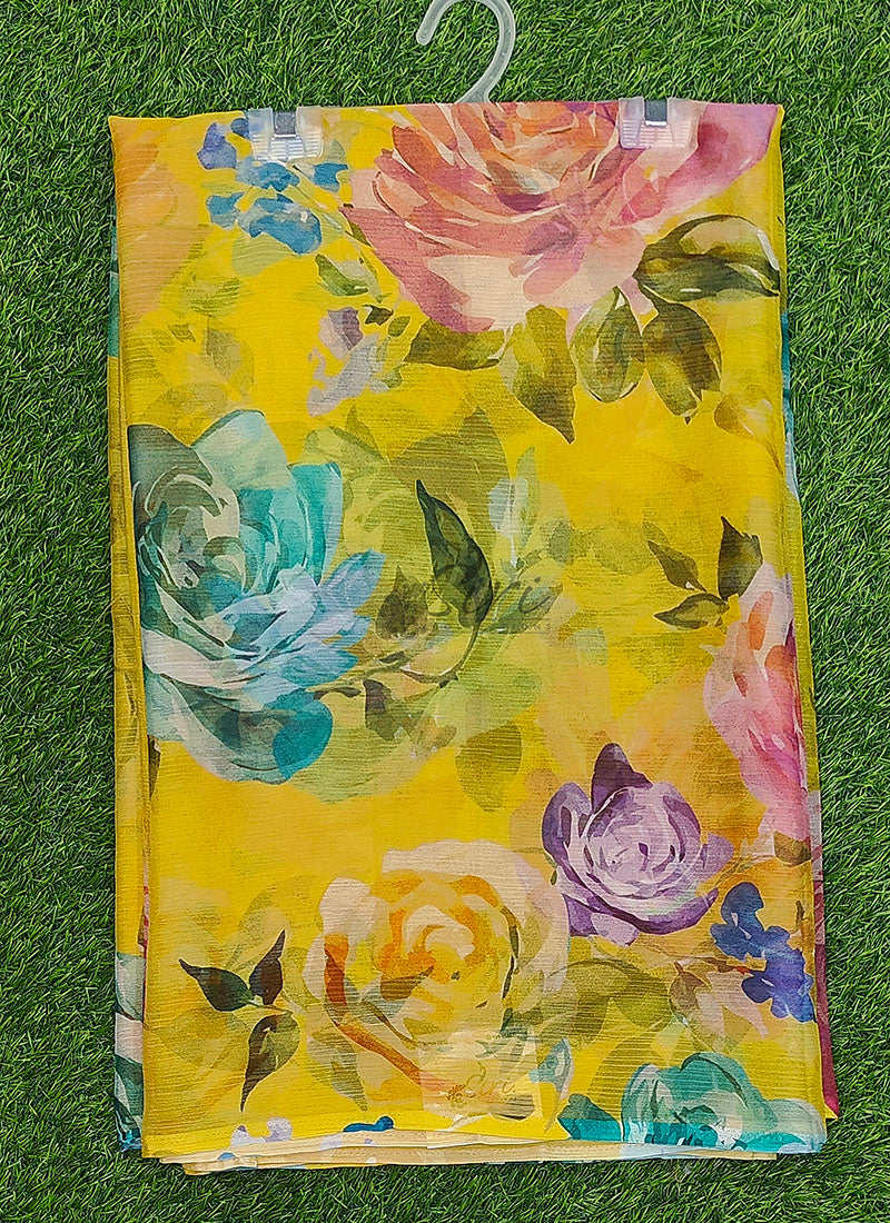 Latest Digital Print Nara Chiffon Saree with Blouse