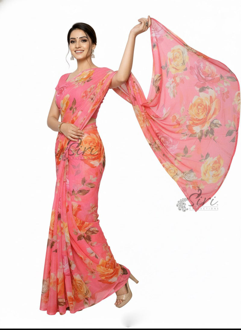 Latest Digital Print Nara Chiffon Saree with Blouse