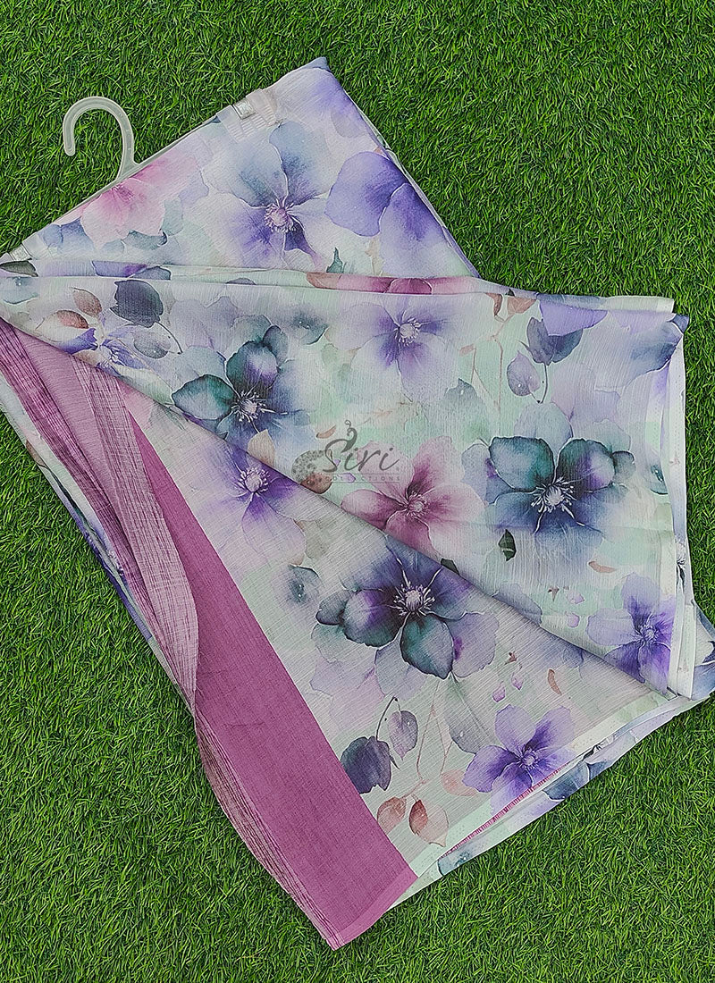 Latest Digital Print Nara Chiffon Saree with Blouse