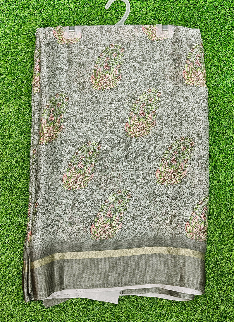 Beautiful Digital Print Chiffon Saree in Satin Borders