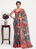 Lovely Digital Print Chiffon Saree in Satin Finish Border