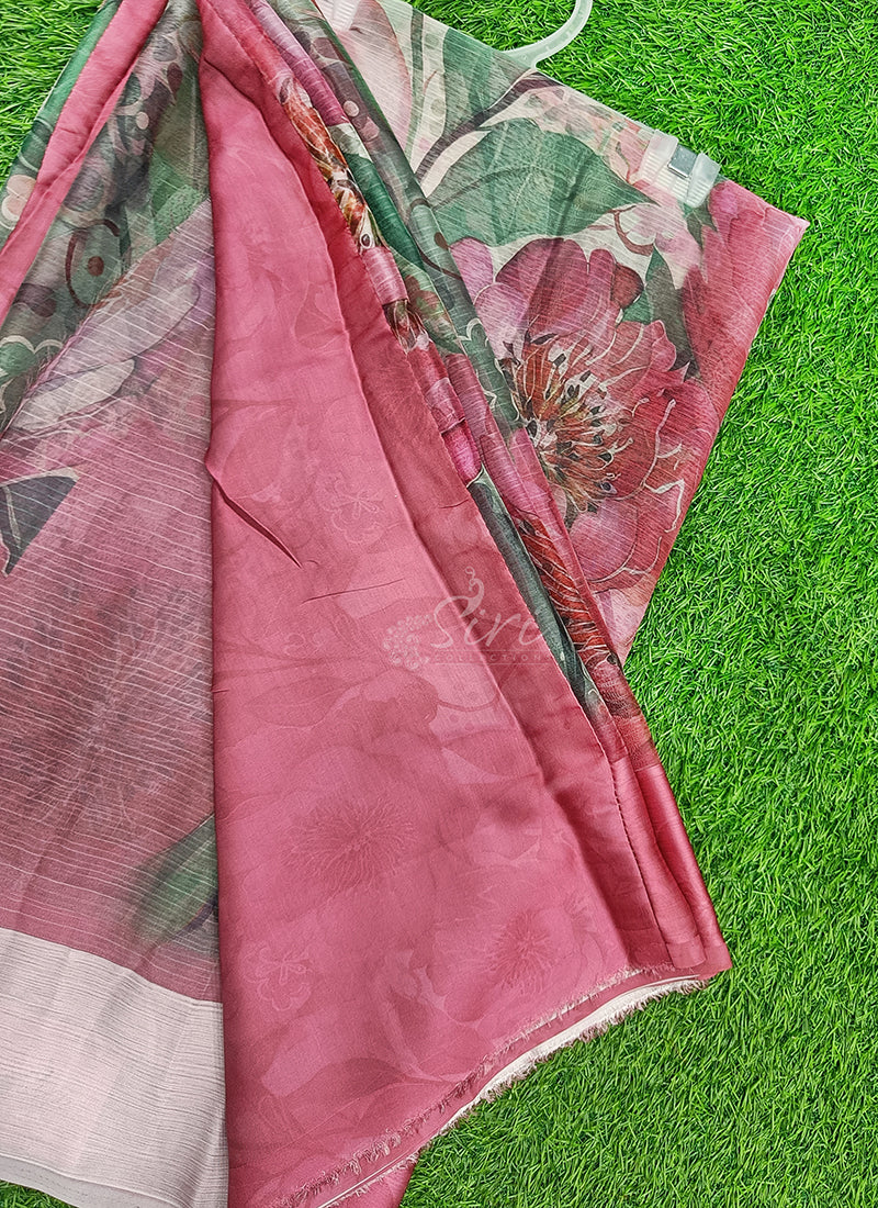 Lovely Digital Print Chiffon Saree in Satin Finish Border