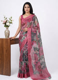 Lovely Digital Print Chiffon Saree in Satin Finish Border