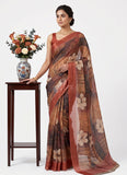 Lovely Digital Print Chiffon Saree in Satin Finish Border