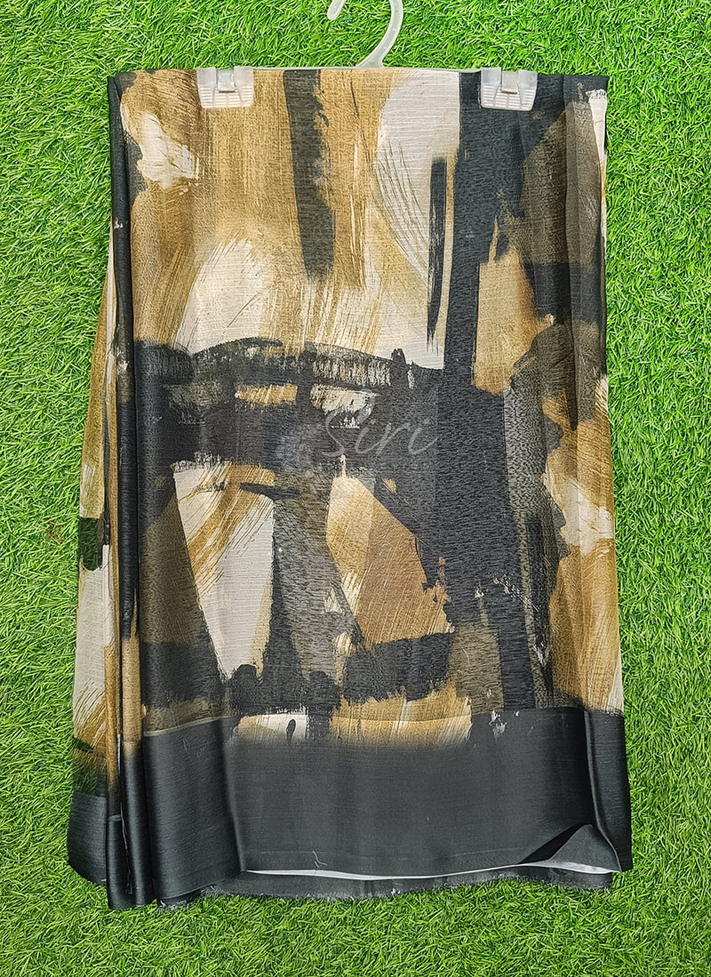 Lovely Digital Print Chiffon Saree in Satin Finish Border