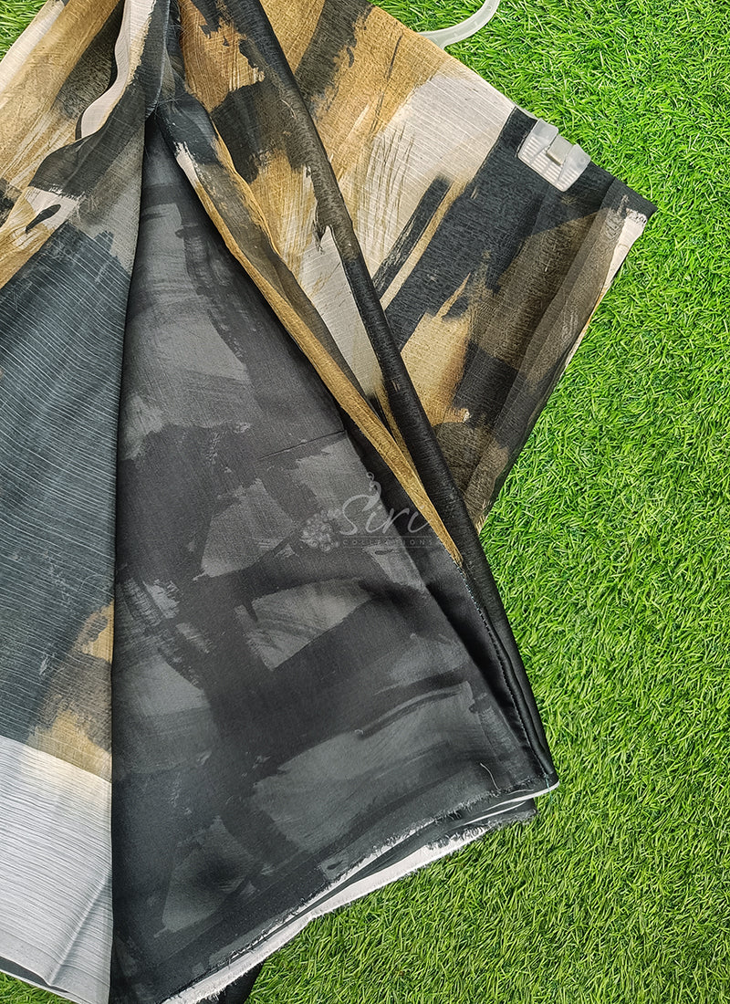 Lovely Digital Print Chiffon Saree in Satin Finish Border