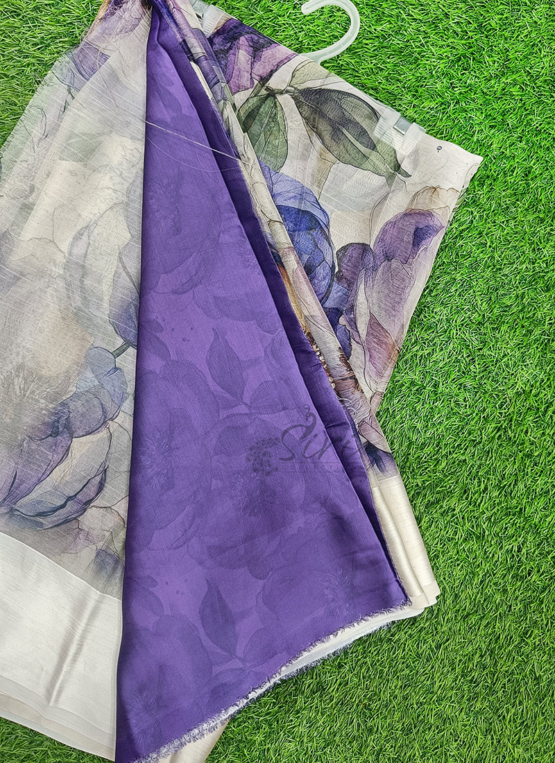 Lovely Digital Print Chiffon Saree in Satin Finish Border
