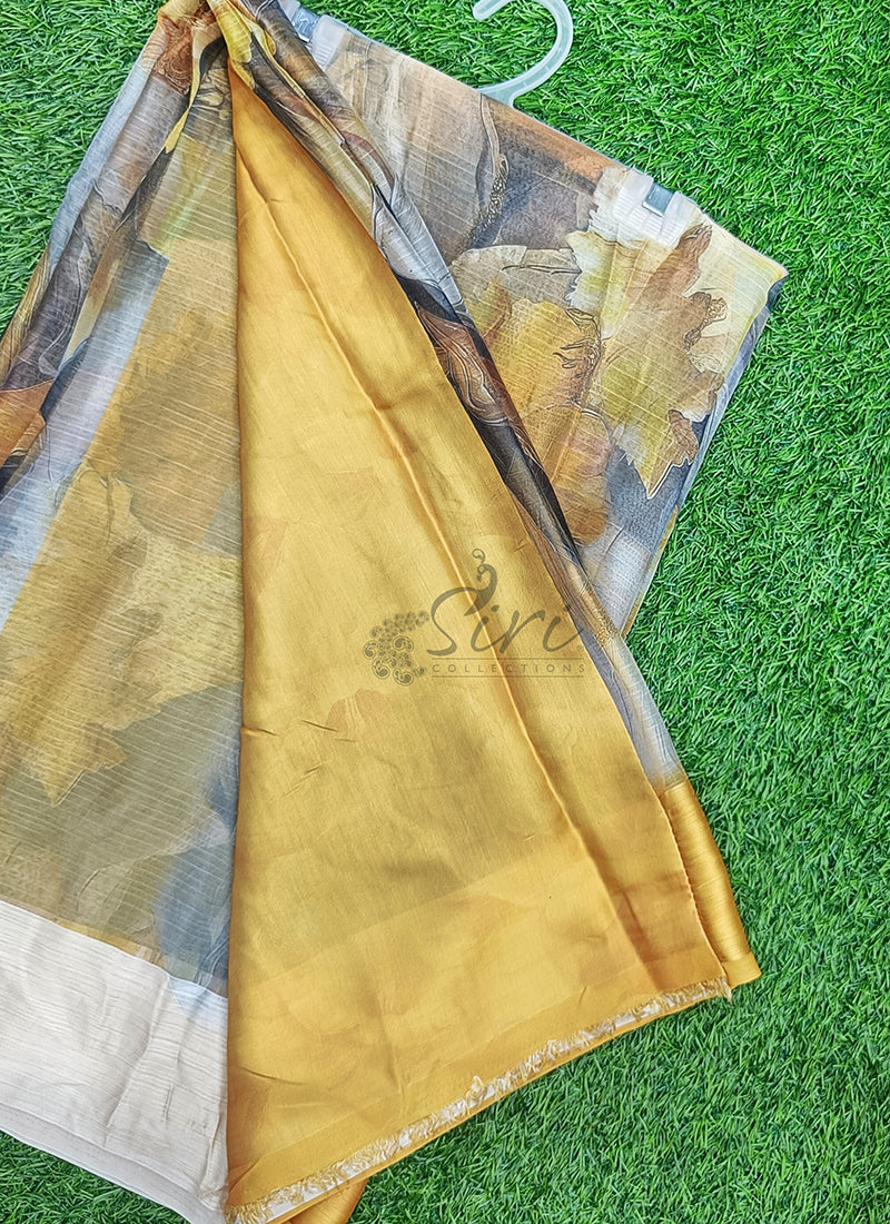 Lovely Digital Print Chiffon Saree in Satin Finish Border