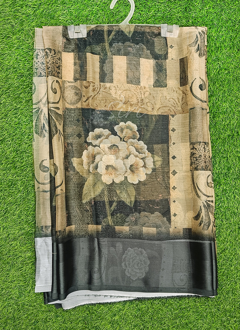 Lovely Digital Print Chiffon Saree in Satin Finish Border