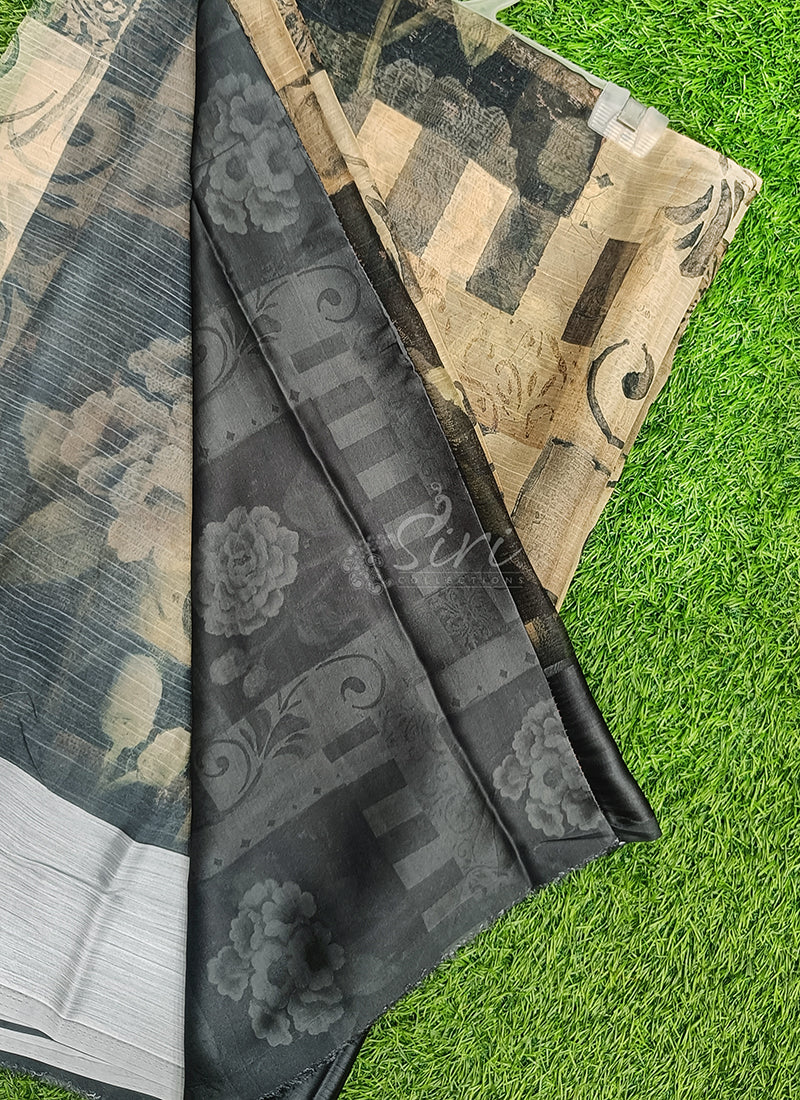 Lovely Digital Print Chiffon Saree in Satin Finish Border