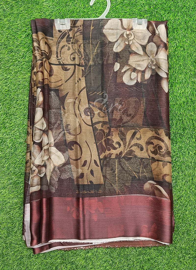 Lovely Digital Print Chiffon Saree in Satin Finish Border