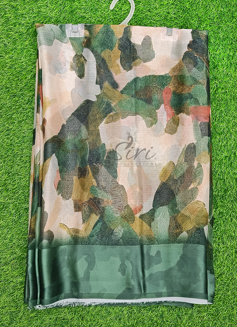 Lovely Digital Print Chiffon Saree in Satin Finish Border