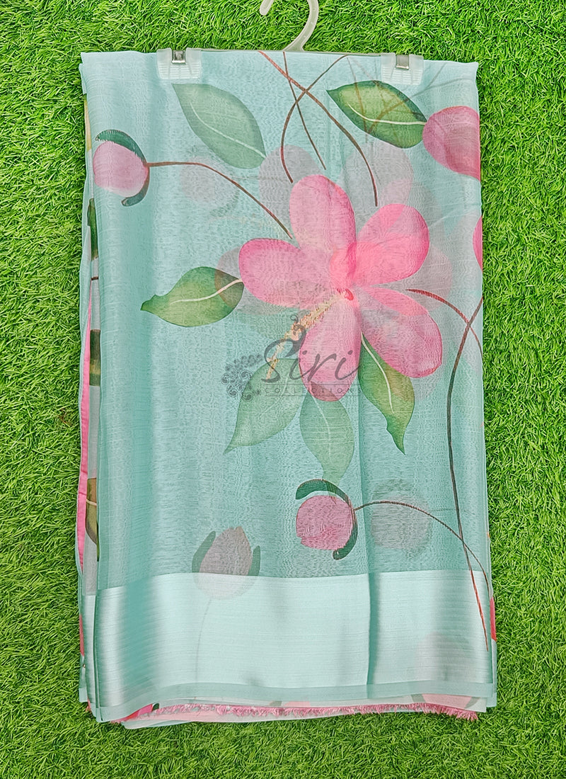 Lovely Digital Print Chiffon Saree in Satin Finish Border