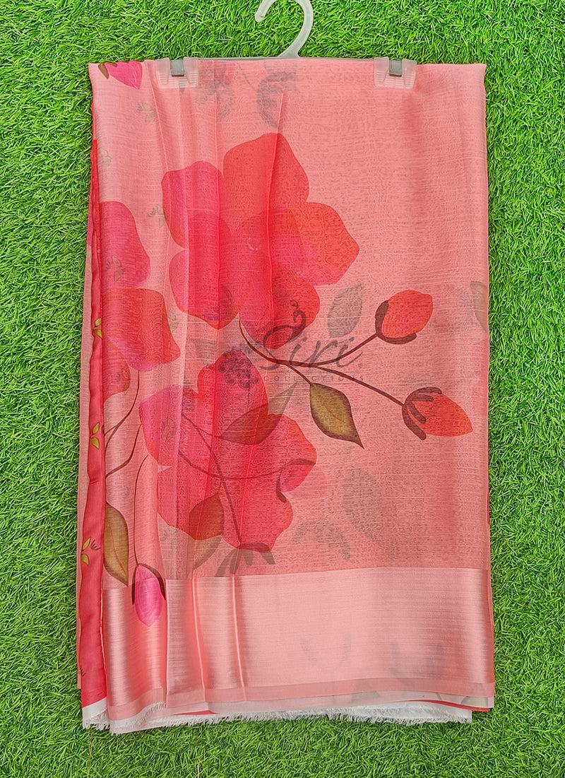 Lovely Digital Print Chiffon Saree in Satin Finish Border