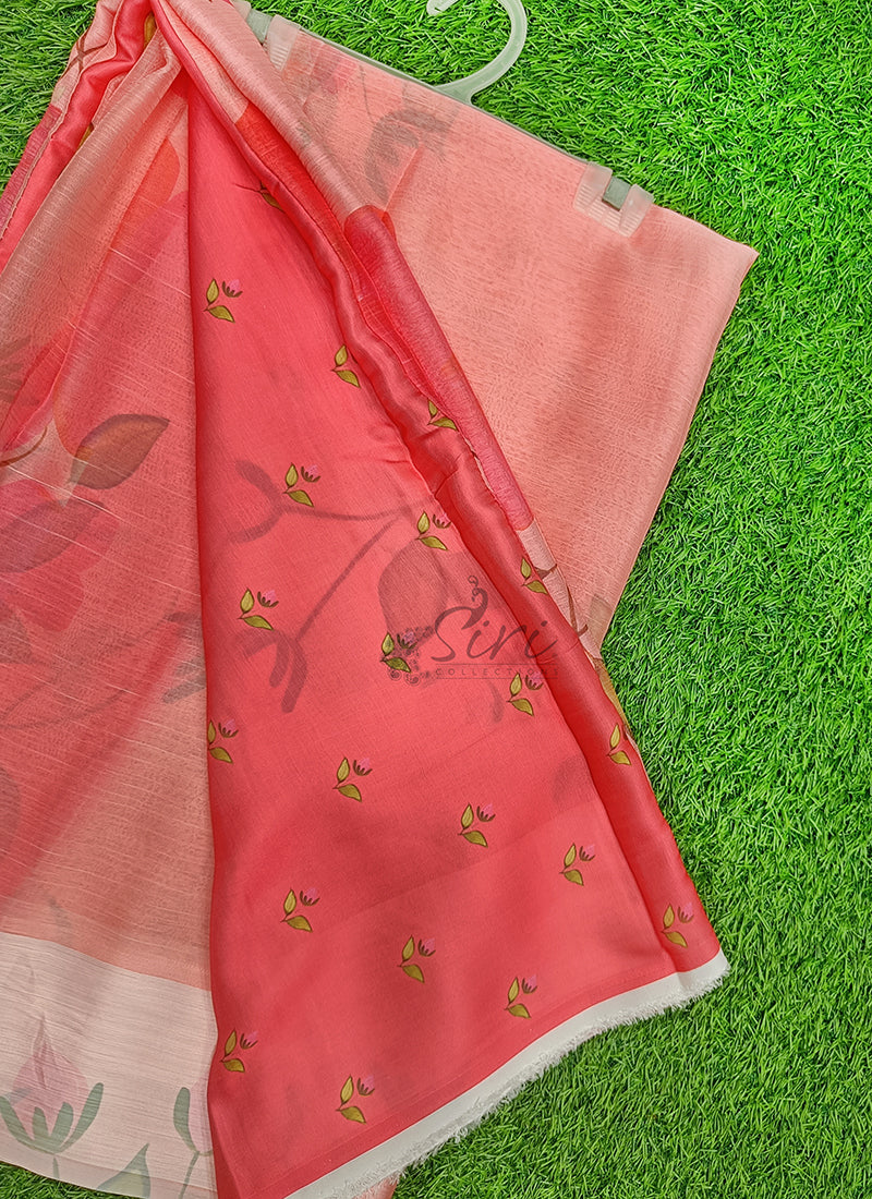 Lovely Digital Print Chiffon Saree in Satin Finish Border