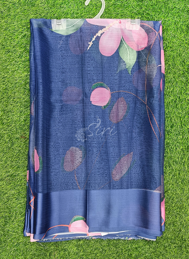 Lovely Digital Print Chiffon Saree in Satin Finish Border