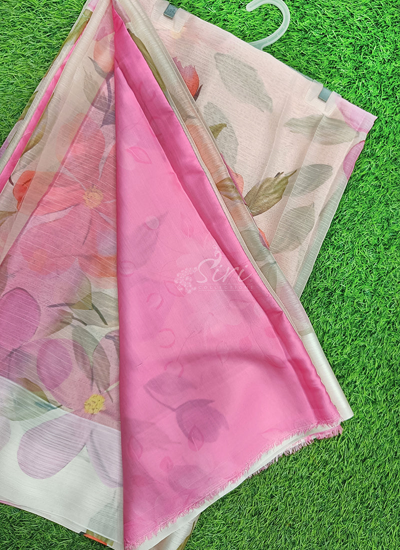 Lovely Digital Print Chiffon Saree in Satin Finish Border