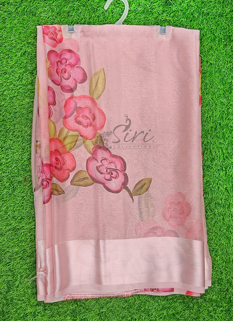 Lovely Digital Print Chiffon Saree in Satin Finish Border