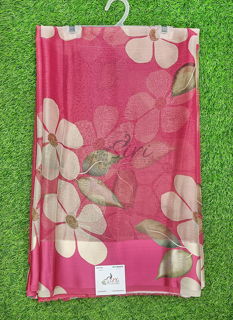 Lovely Digital Print Chiffon Saree in Satin Finish Border