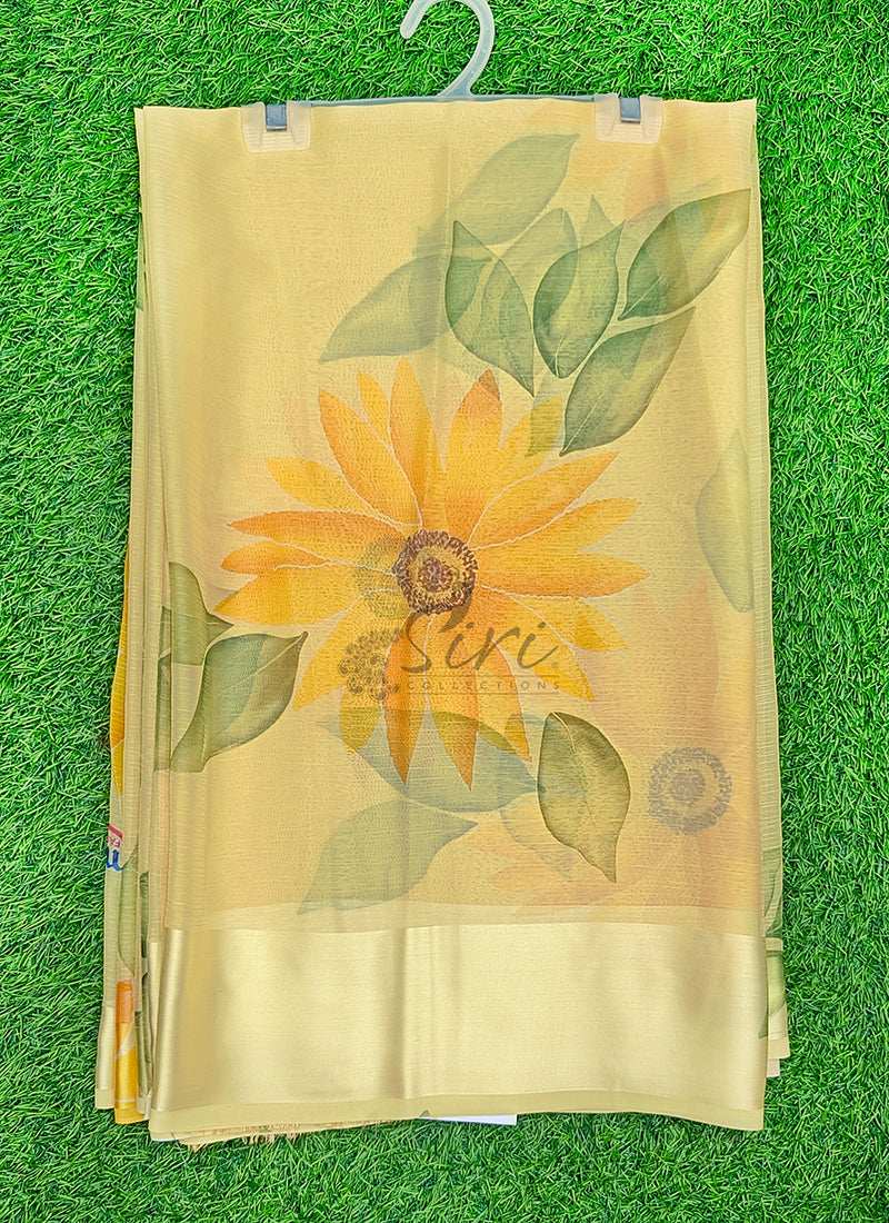 Lovely Digital Print Chiffon Saree in Satin Finish Border