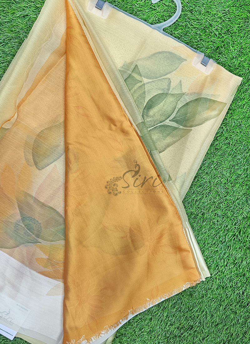 Lovely Digital Print Chiffon Saree in Satin Finish Border