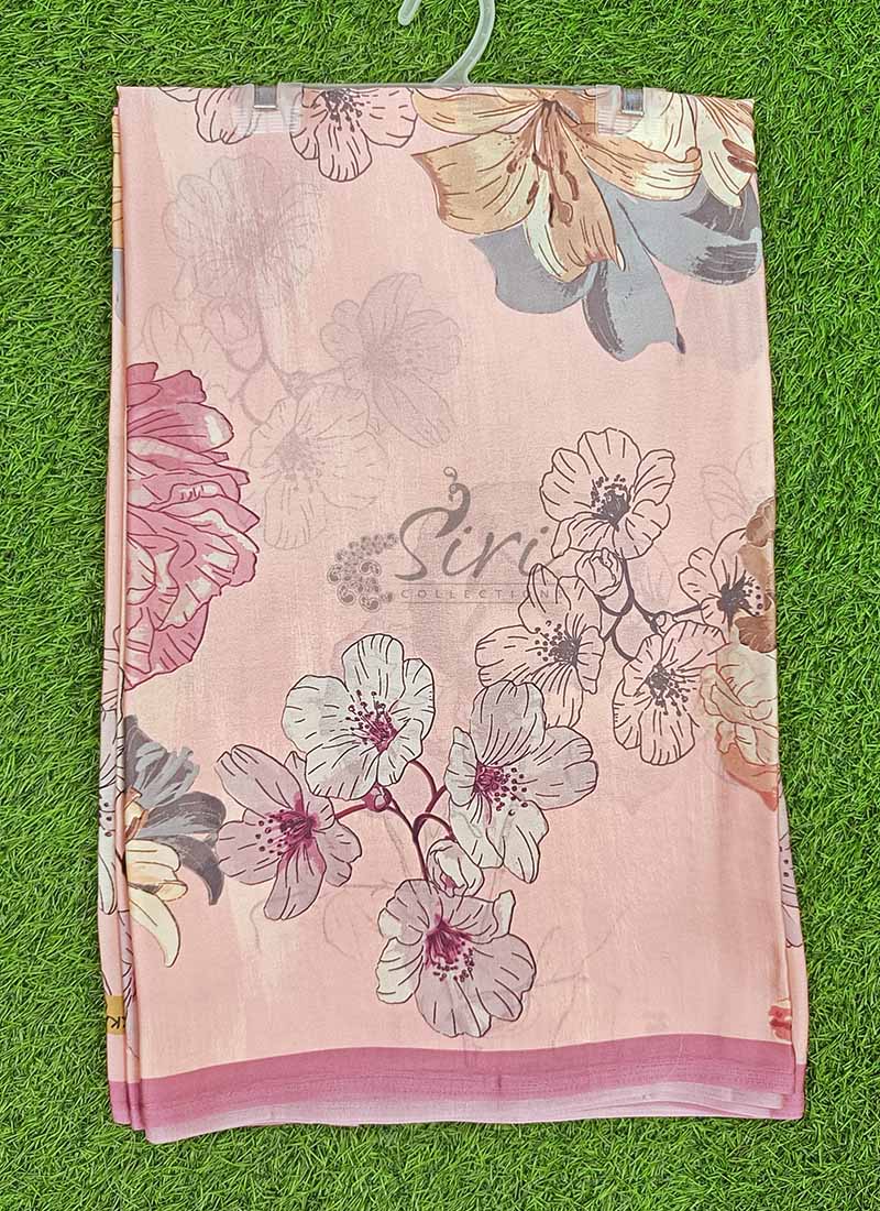 Latest Beautiful Digital Print Satin Crepe Saree