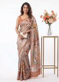 Latest Beautiful Digital Print Satin Crepe Saree