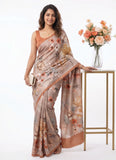 Latest Beautiful Digital Print Satin Crepe Saree