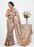 Latest Beautiful Digital Print Satin Crepe Saree
