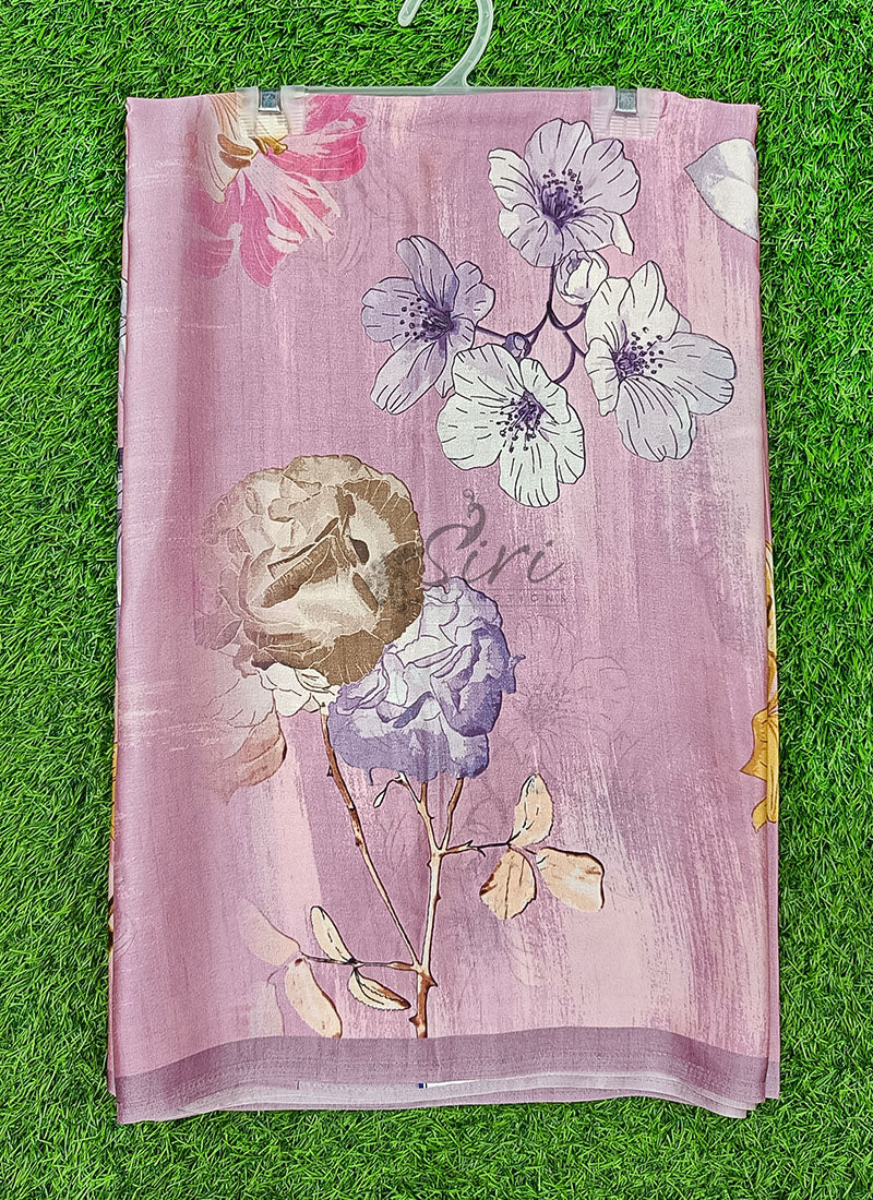 Latest Beautiful Digital Print Satin Crepe Saree