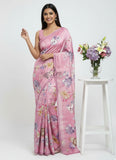 Latest Beautiful Digital Print Satin Crepe Saree