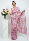 Latest Beautiful Digital Print Satin Crepe Saree
