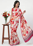 Latest Beautiful Digital Print Satin Crepe Saree