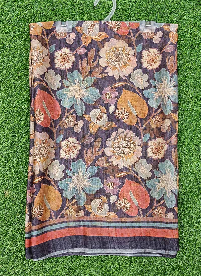 Latest Beautiful Digital Print Satin Crepe Saree