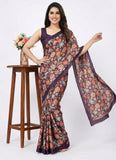 Latest Beautiful Digital Print Satin Crepe Saree