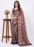 Latest Beautiful Digital Print Satin Crepe Saree
