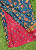 Beautiful Pure Gajji Silk Saree in Kalamkari Print