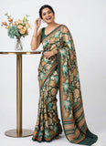 Latest Beautiful Digital Print Satin Crepe Saree